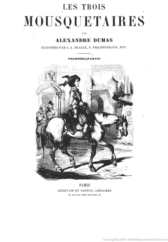 Buchseite "Les Trois Mousquetaires"