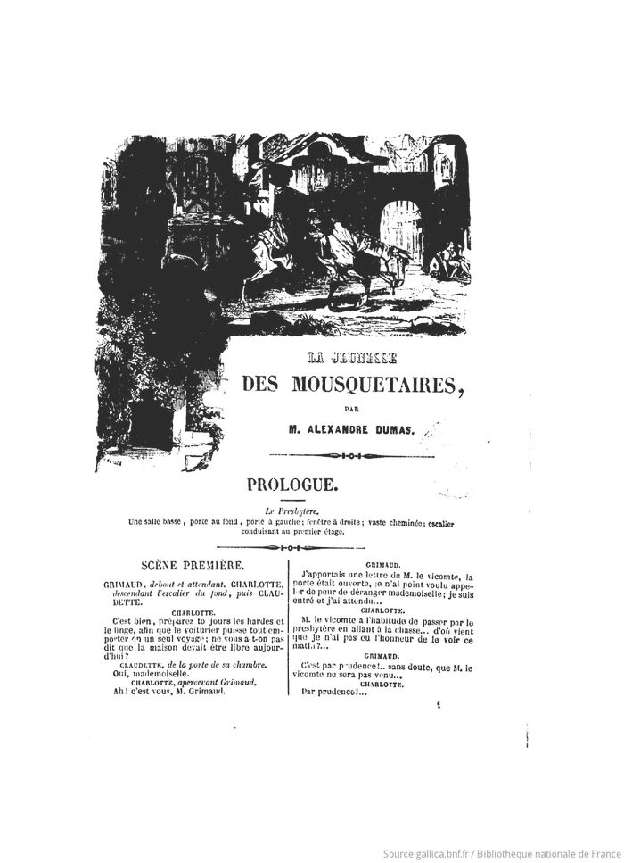 Buchseite "La Jeunesse des Mousquetaires"